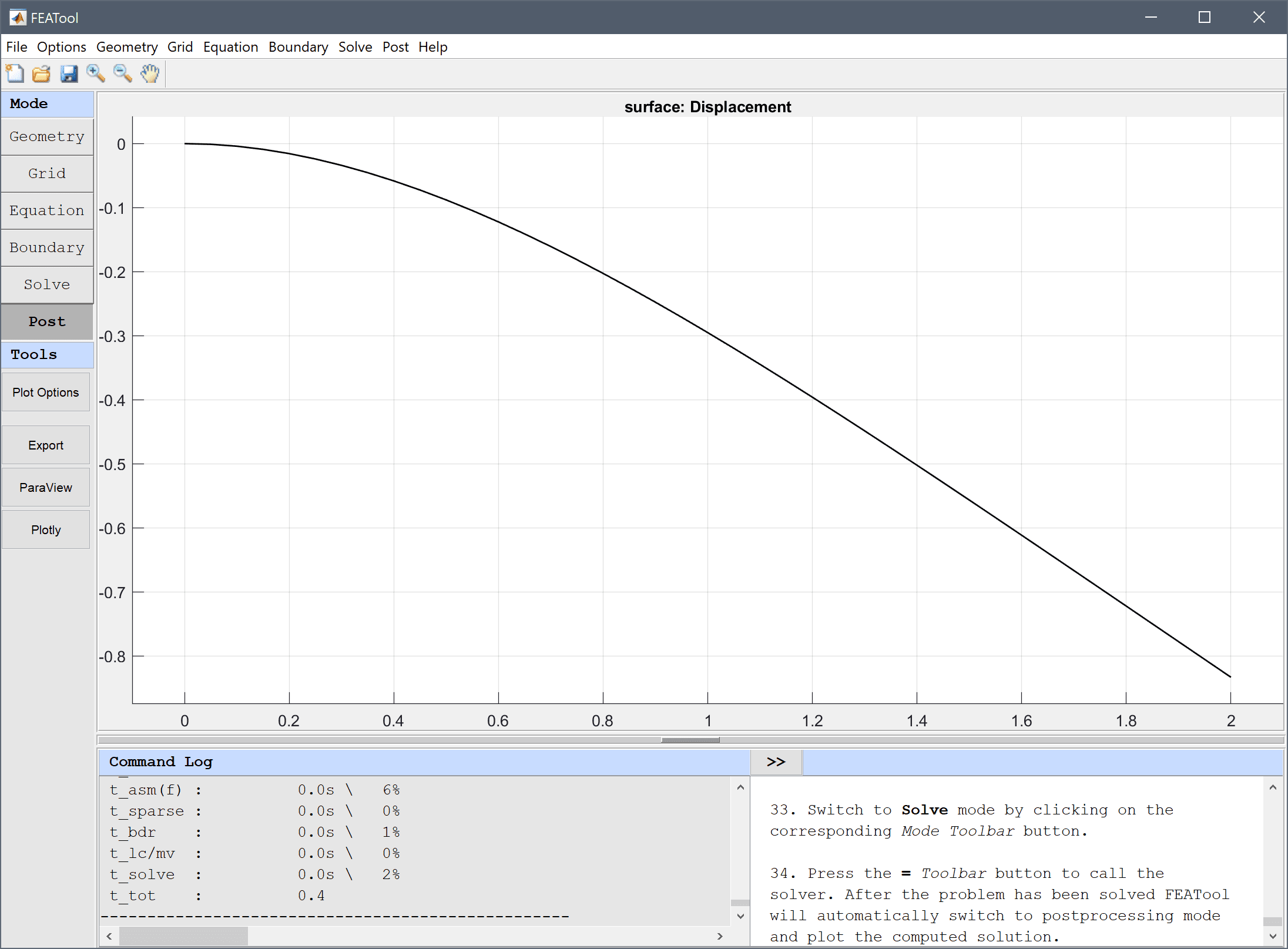 
  FEATool Multiphysics Tutorial - Cantilever Beam
