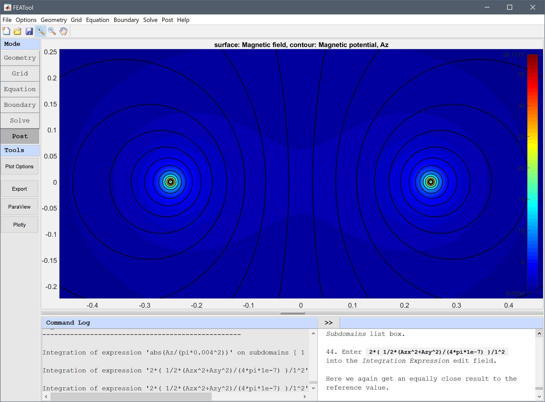 FEATool Multiphysics Tutorial - Inductance in Parallel Wires