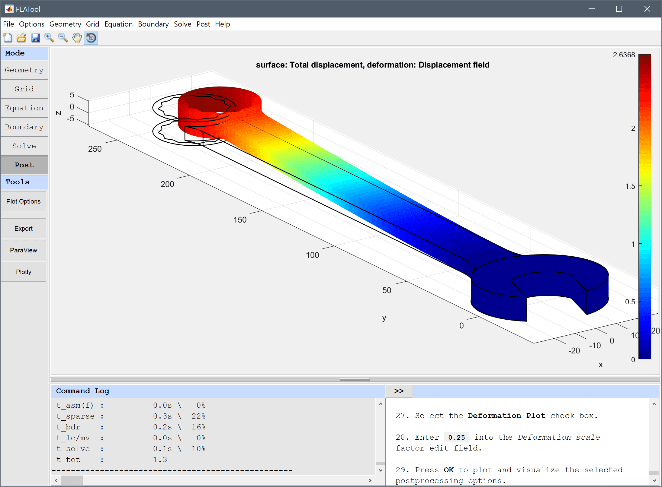 
  FEATool Multiphysics Tutorial - Deformation of a Spanner

