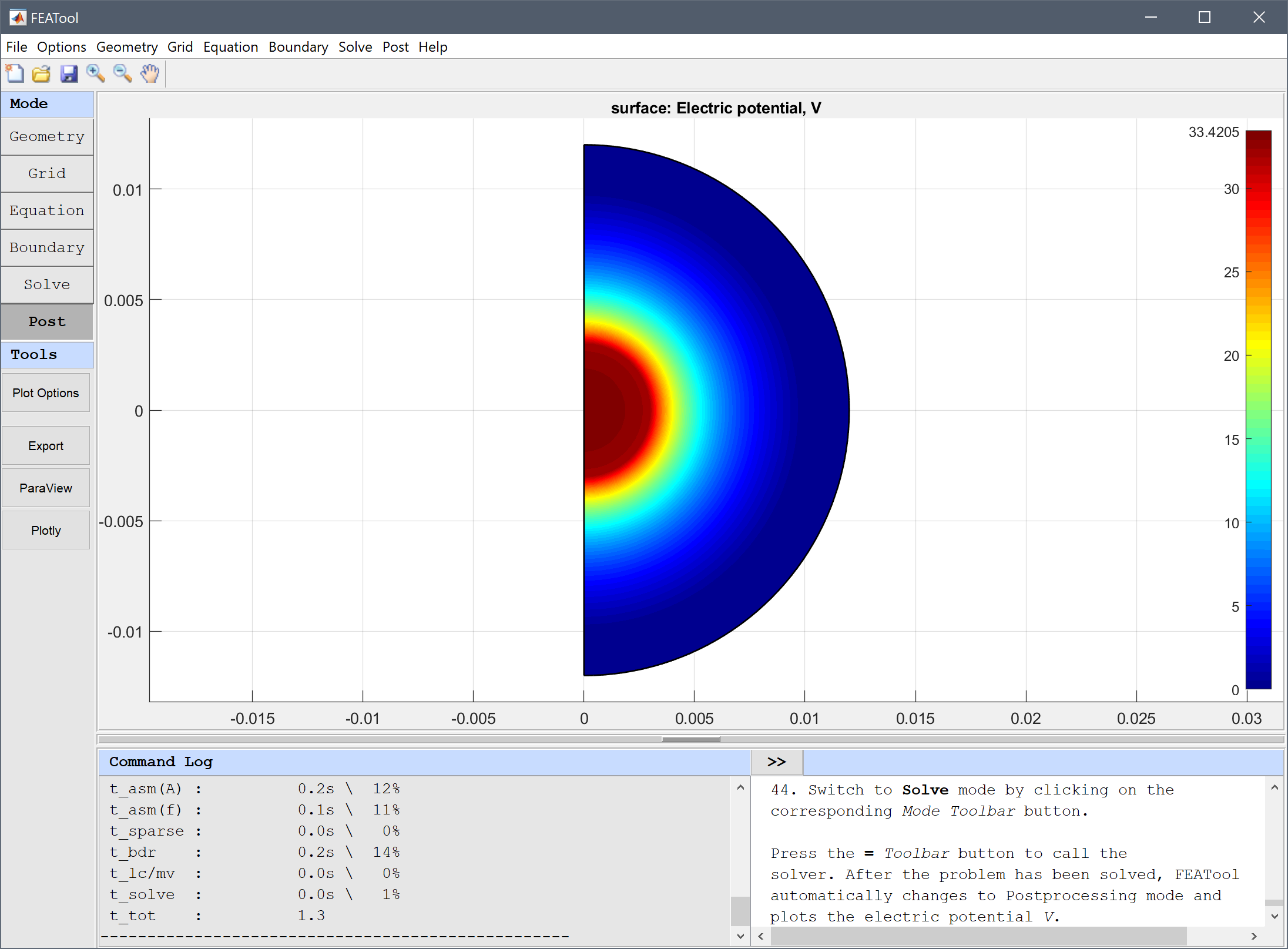 FEATool Multiphysics Tutorial - Spherical Capacitor