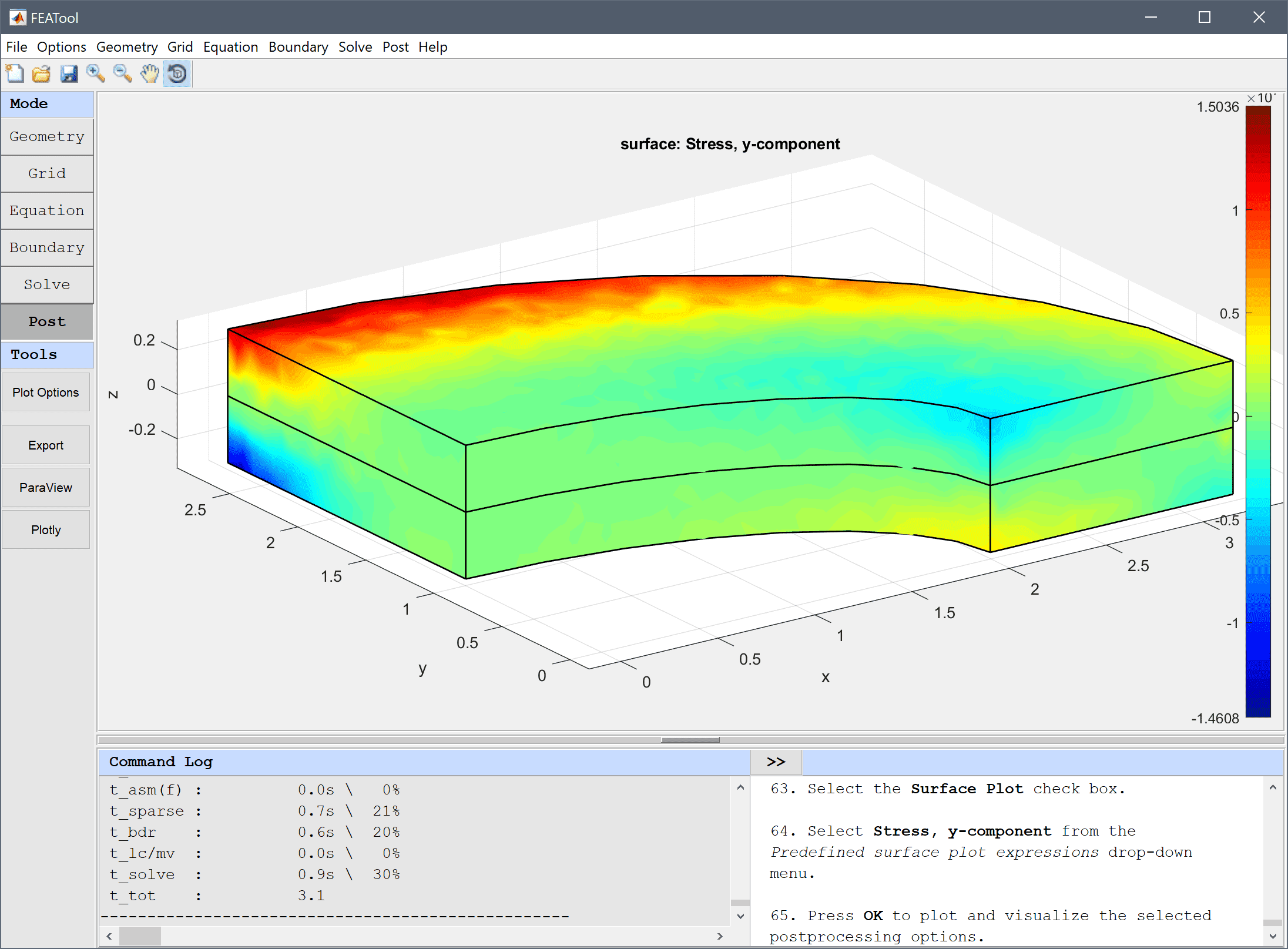 
  FEATool Multiphysics Tutorial - Stress Analysis of a Thick Plate
