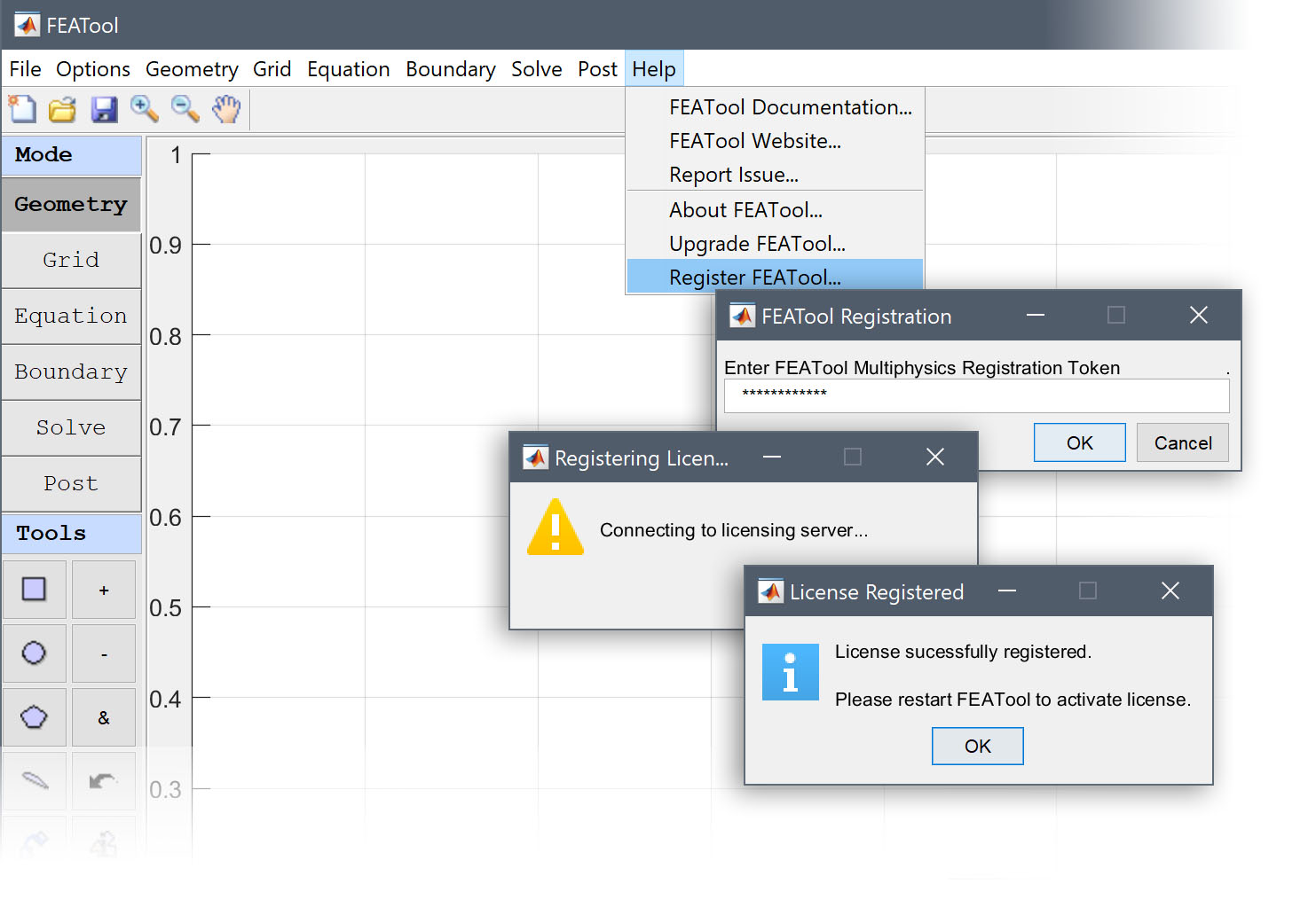 FEATool Multiphysics - Activation and Registration Process