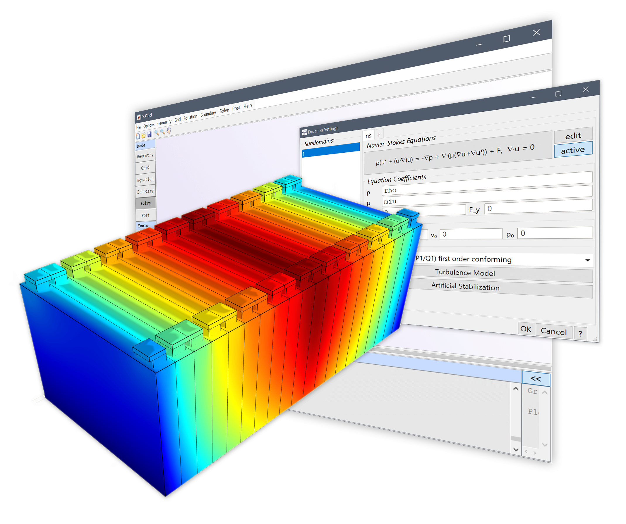 FEATool Multiphysics - Battery Cell Pack Heat Transfer and Cooling Simulation