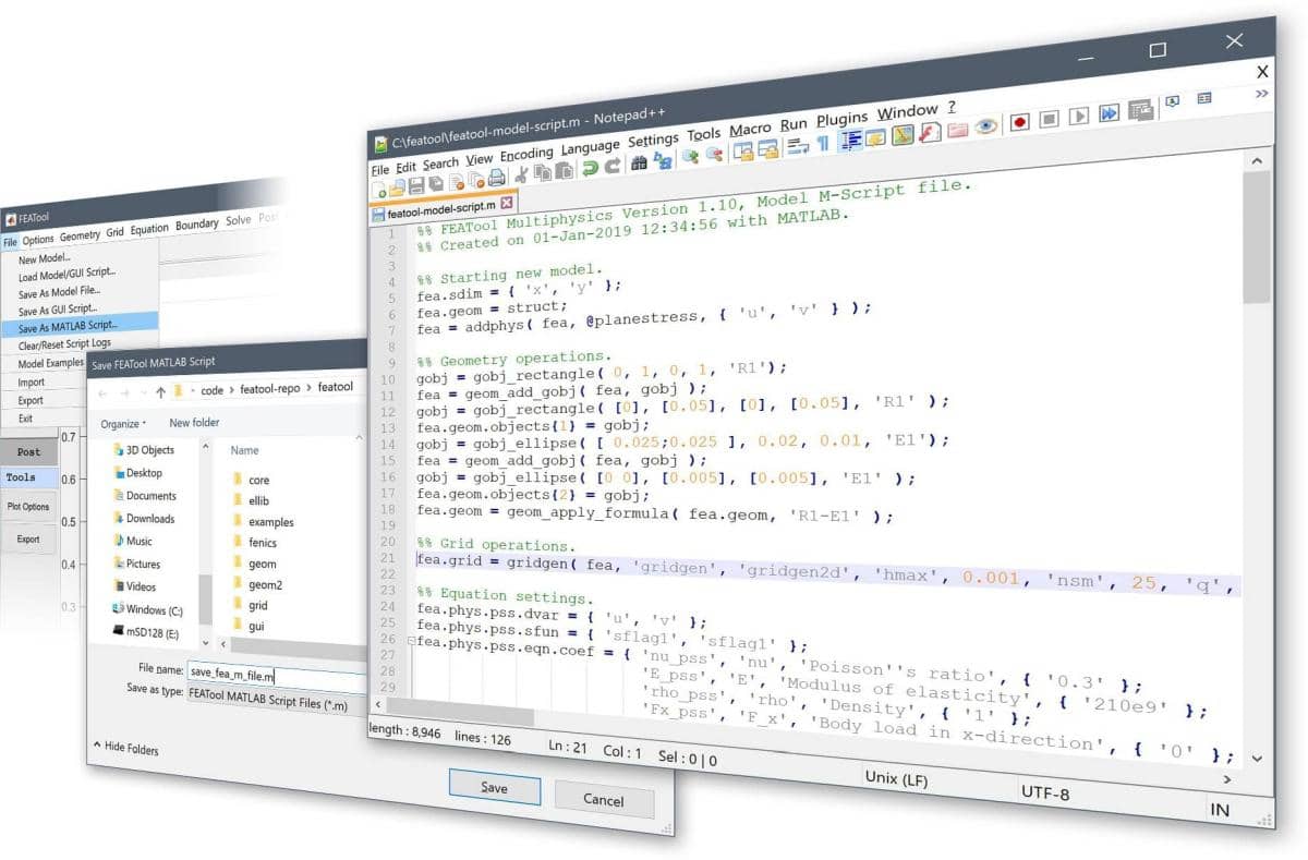 FEATool Multiphysics saving as model m-script file