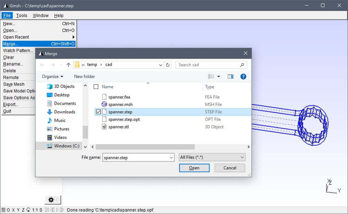Gmsh CAD Step File Import And Mesh Generation Tutorial - Merge