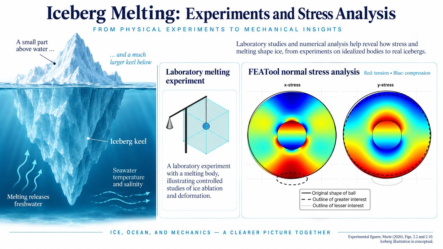 FEATool Stress Analysis of Lead-Core Ice-Ball Ablation