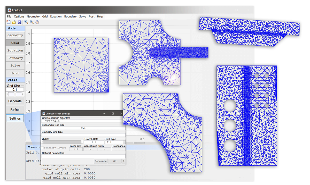 Triangle Mesh Generator GUI and CLI Integration with FEATool